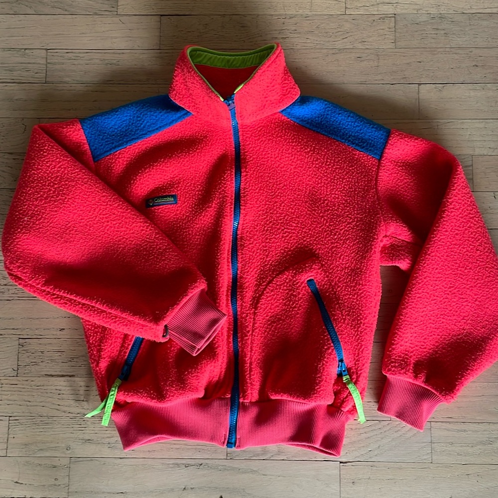 Vintage 90s Columbia Neon Coral Fleece Women’s Jacket Small
